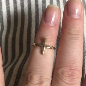 Gold cross midi ring